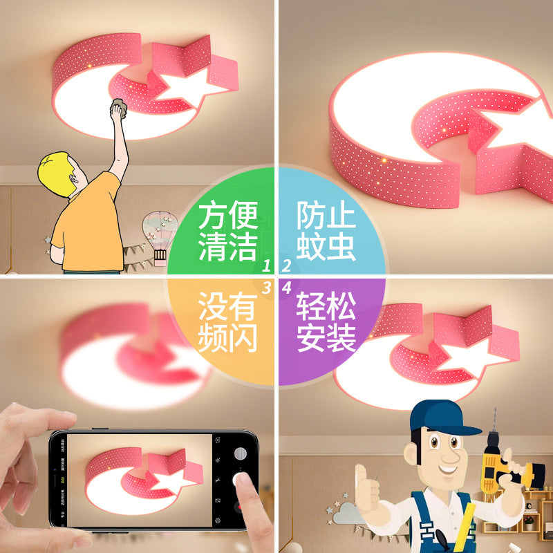 Children's Room Bedroom Lamp Boys Girls Pink Creative Cartoon Ceiling Lamp Cozy Romantic Room Lamp Master Bedroom Lamp