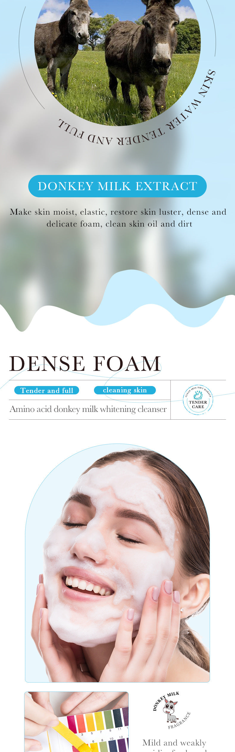Donkey Milk Facial Cleanser ZOZU Amino Acid Cleansing Non-irritating Facial Cleanser Cross-Border Foreign Trade Wholesale