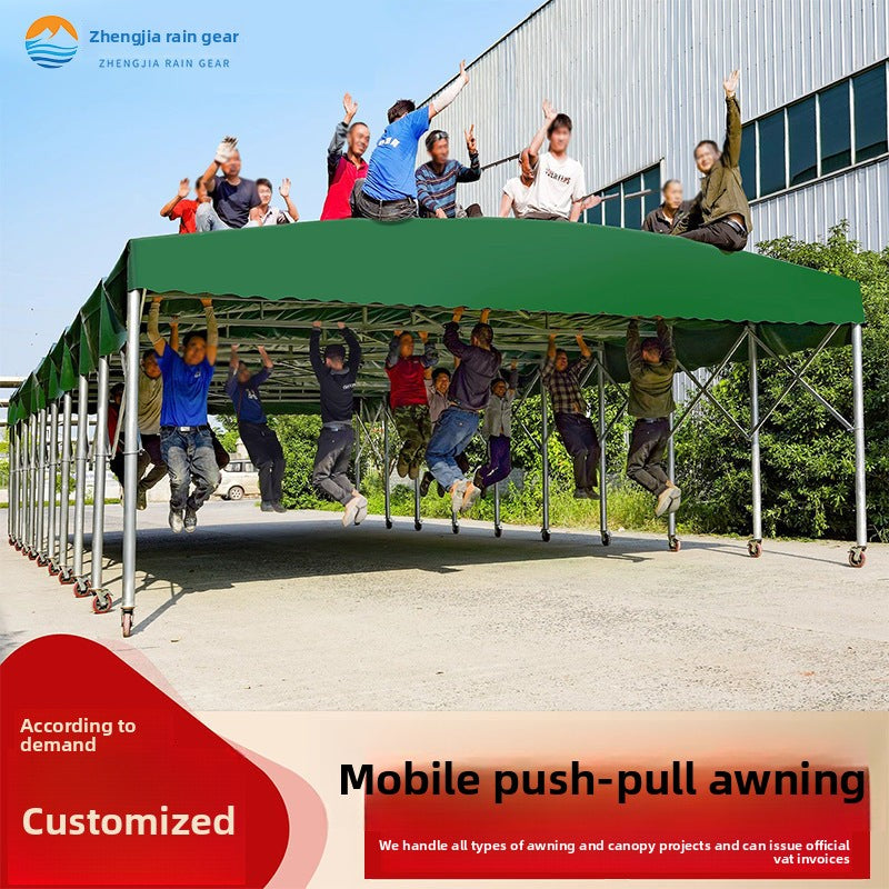 Outdoor Mobile Tent Activity Canopy Large Warehouse Push-Pull Shed Retractable Folding Sunshade Tent Night Market Stall Rain Shelter