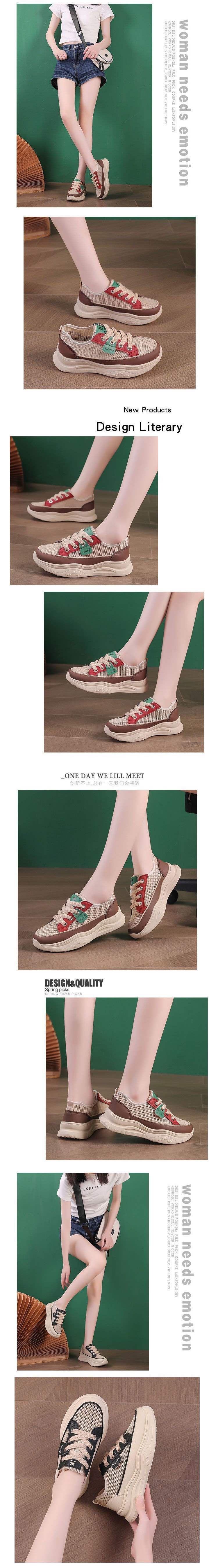 Hollow out2025Summer Dad Shoes Versatile Student Mesh Breathable Thick-Soled Casual Sneakers for Women