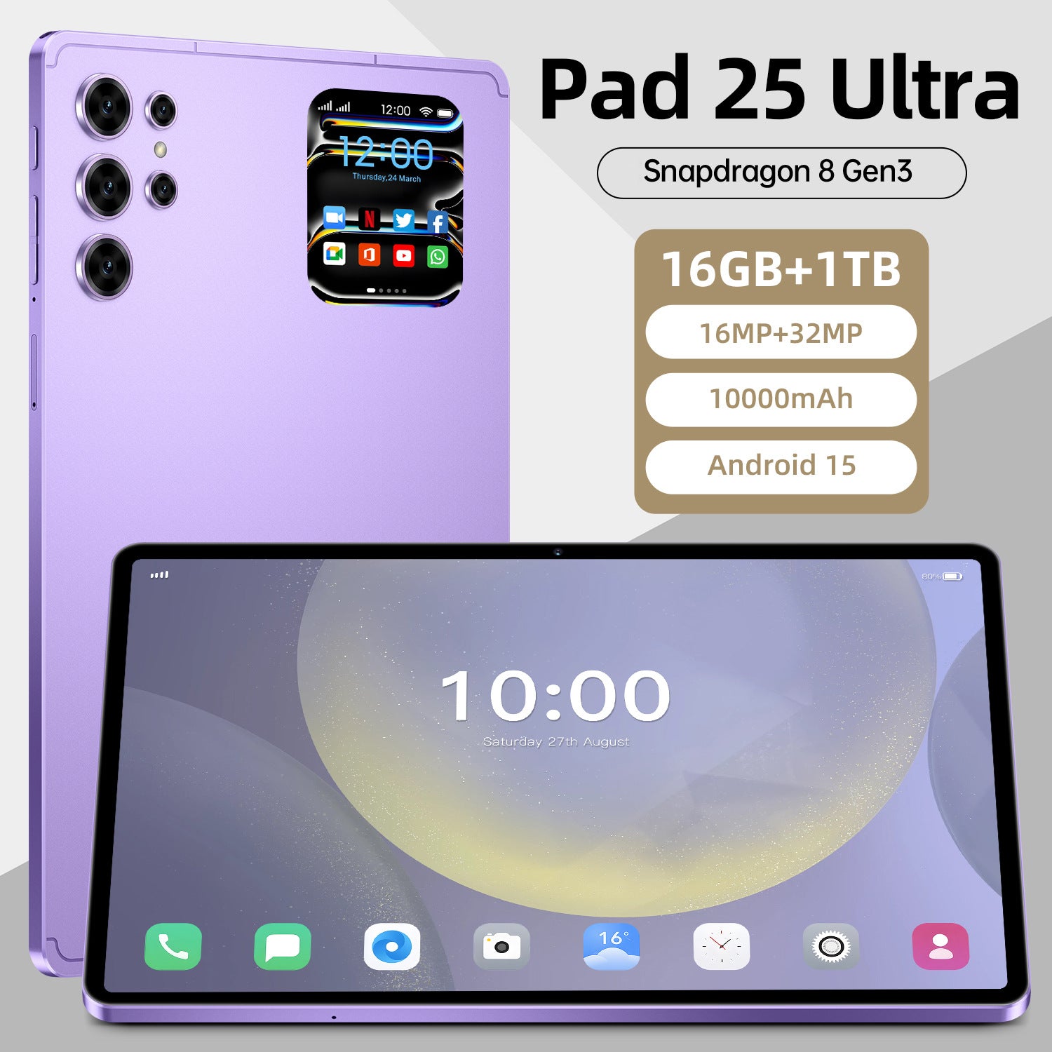 Hot Sale Pad 25 Ultra Android Tablet16+1TB Large Screen Eye Protection Computer Manufacturer Wholesale