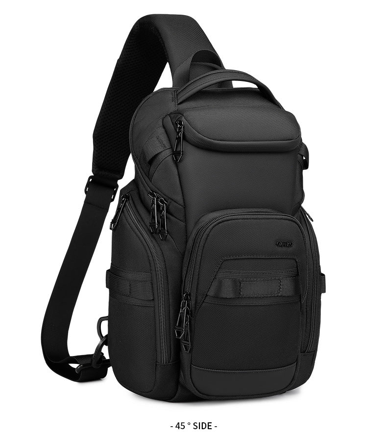 OZUKO Men's Chest Bag Waterproof Large Capacity Multifunctional Crossbody Bag Trendy Portable Lightweight High-end Feel Single Shoulder Bag