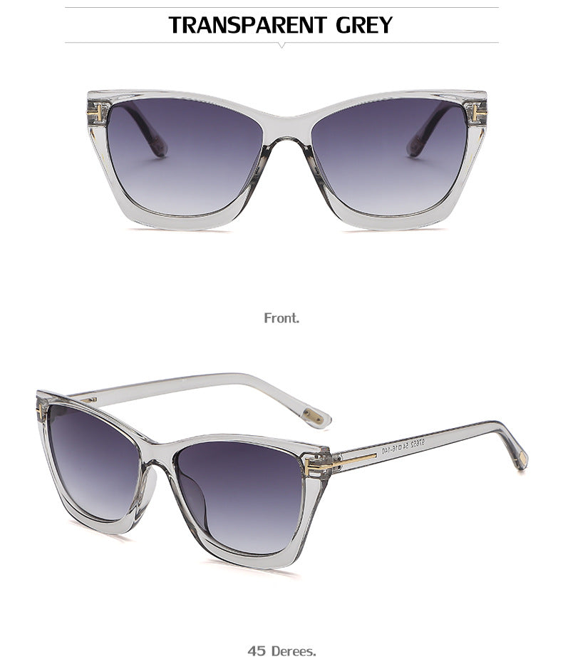 Vintage T Cat Eye Sunglasses for Women Fashionable High-End Sunglasses Trendy ins Street Style Full Frame Sun Protection Glasses shades