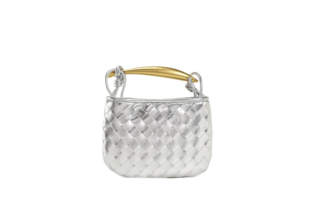 European and American Handmade Woven Bag Sardine Bag Niche Design Dumpling Bag Women's Metal Handbag Shoulder Bag Crescent Bag