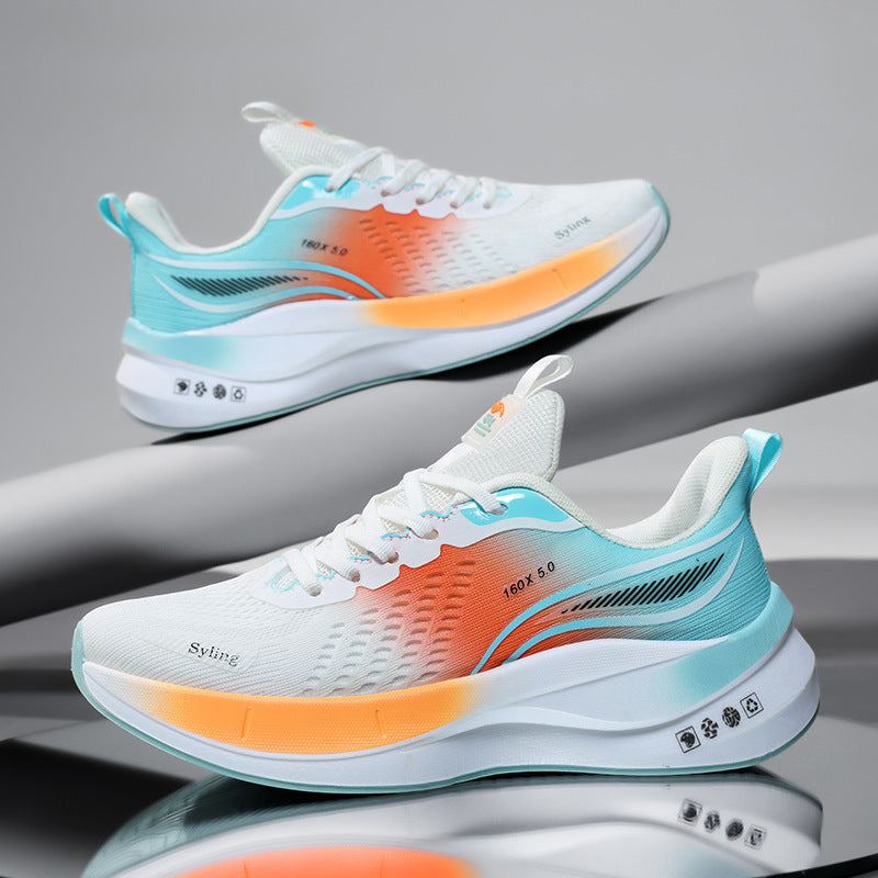 Large Size Summer Jacquard Mesh Breathable Youth Shock Absorption Sports Shoes Student Outdoor Racing Running Shoes