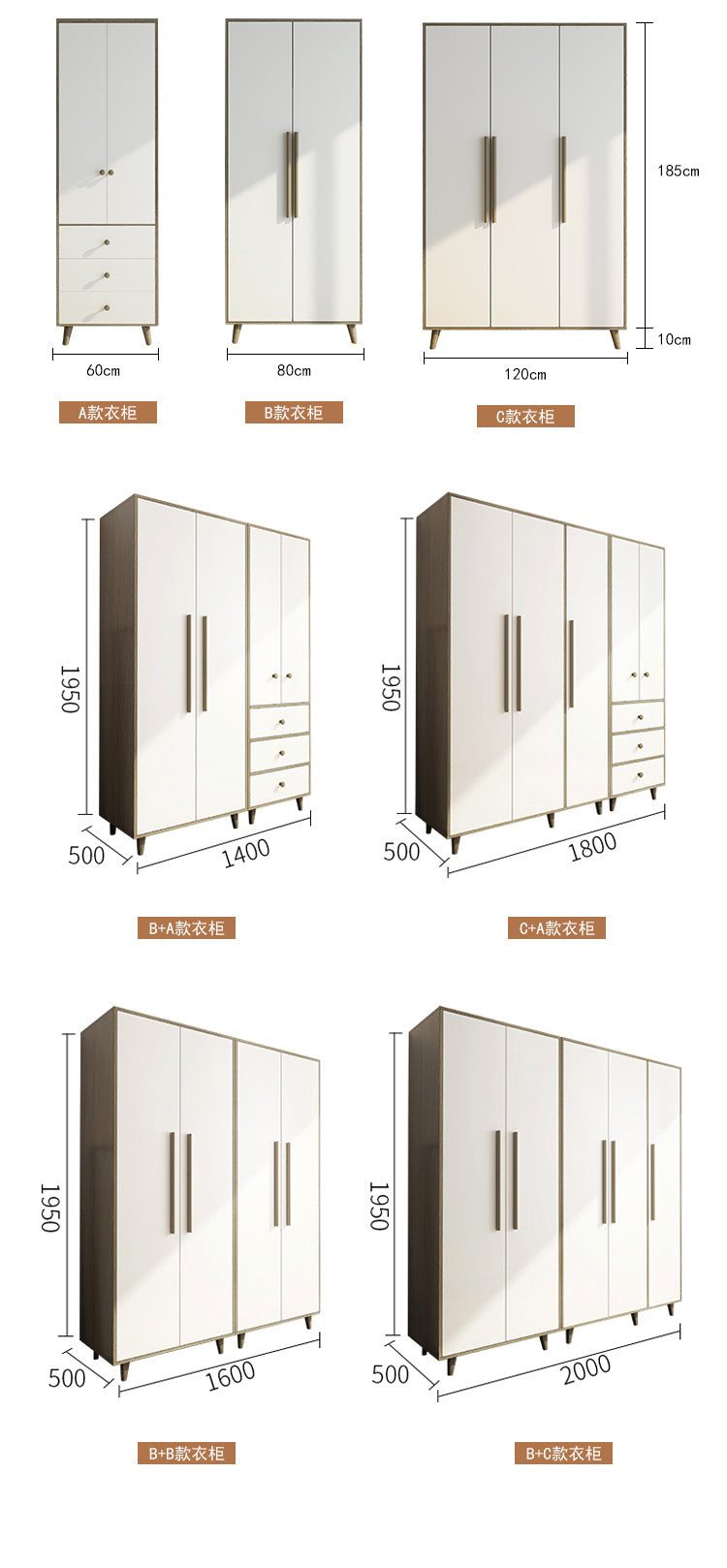 Factory Direct Supply Economical Rental Wardrobe Storage Simple Combination Two-Door Three-Door Panel Storage Apartment Wardrobe