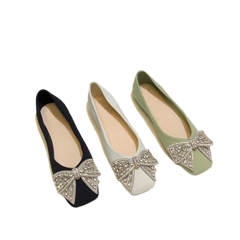 Women's Summer Square Toe Flats2025New Style Loafers Flat Shallow Soft Leather Shoes Internet Celebrity Versatile Gentle Shoes