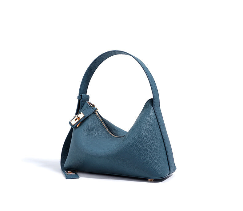 European and American High-End Luxury Handbag for Women, Niche Design, Underarm, Single Shoulder, Crossbody, Dumpling Shape, Genuine Leather, Cowhide, Pillow Bag