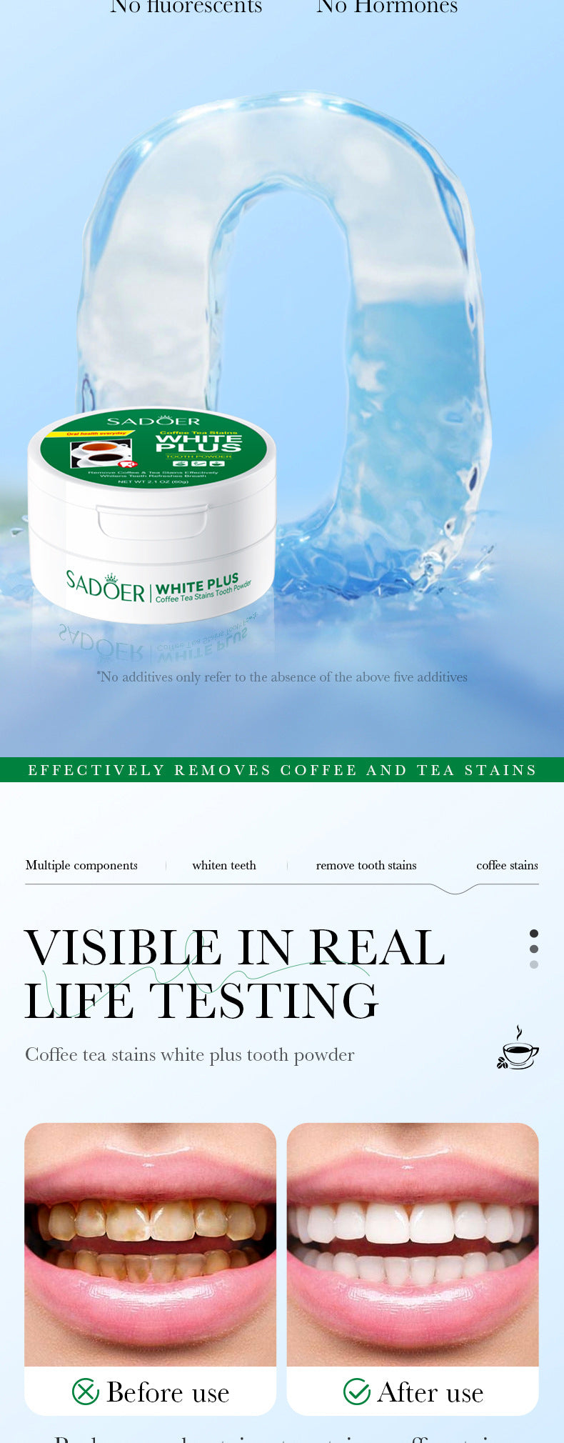 All English Tooth Powder60g SADOER Remove Tobacco Stains, Whiten Teeth, Clean Tartar, Strengthen Teeth Toothpaste  Wholesale