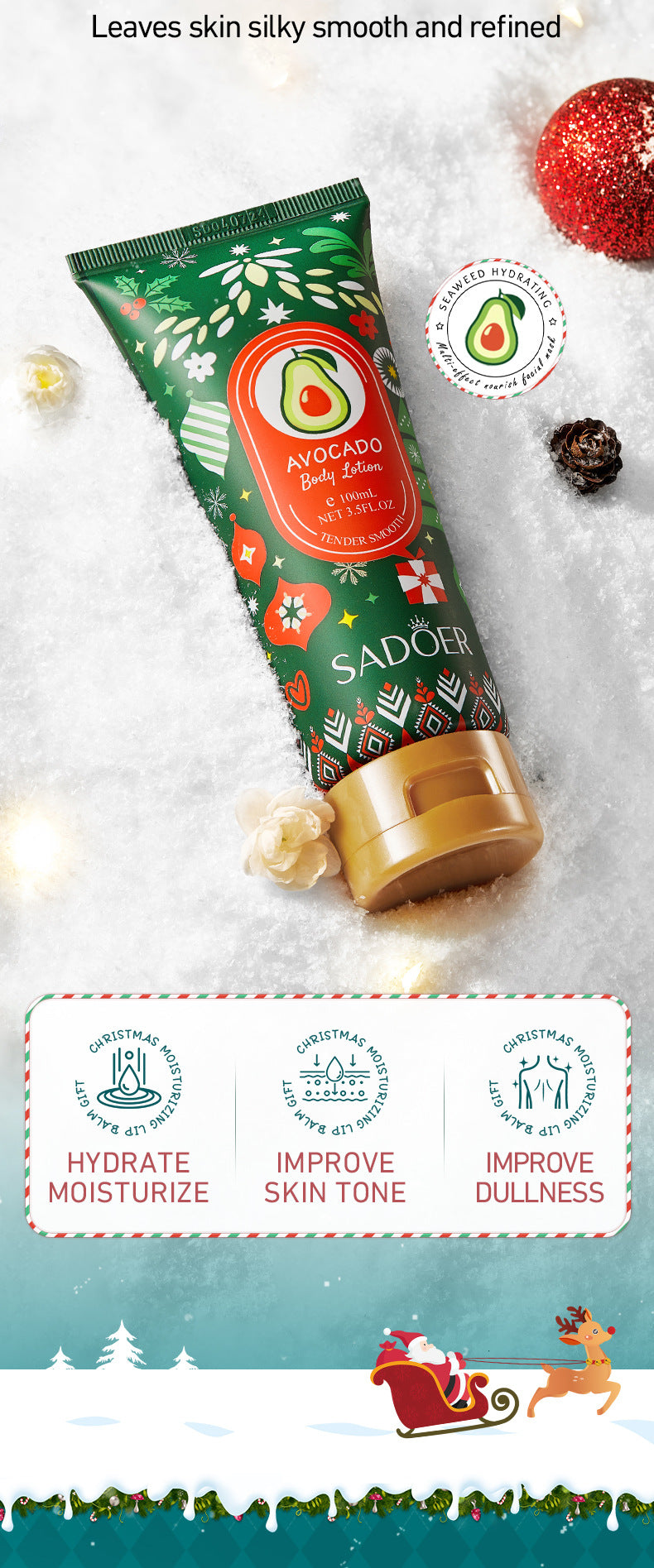 Avocado Moisturizing Body Lotion SADOER Autumn and winter moisturizing body cream cross-border foreign trade wholesale