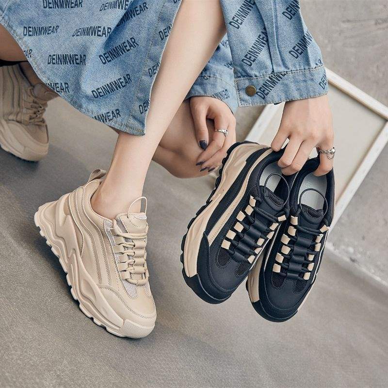 Women's Dad Sneakers for Spring and Autumn2025New Korean Style ins Trendy Thick-Soled Height-Increasing Autumn Versatile Sports Shoes