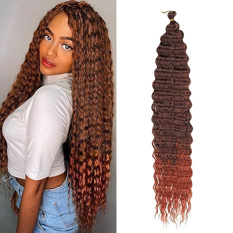 European and American Style Synthetic Hair Domestic Wig Crochet Hair Extensions Curly Hair Piece Deep Wave Bulk hair 30in120g