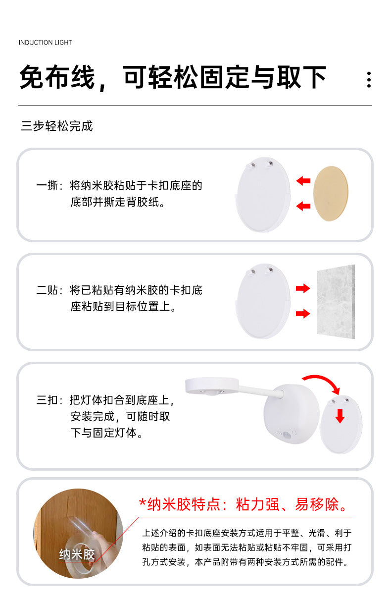 new indoor wireless wall light spotlight Charging led Intelligent Human Body Sensor Light Remote Control Picture Light