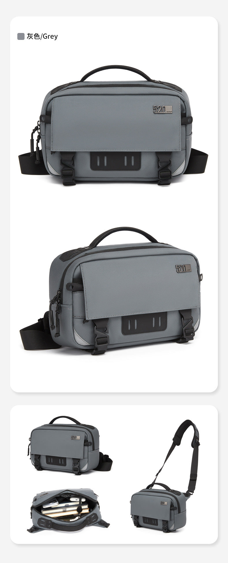 ozuko Men's Crossbody Bag Shoulder Bag Waterproof Large Capacity Outing Portable Bag High-end Multifunctional Trendy Brand