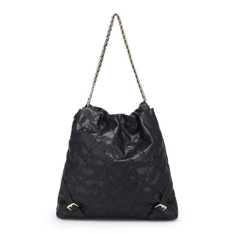 Quilted Chain Small Chanel Style Pleated Drawstring Trash Bag New Underarm Bag for Women Large Capacity Commuting Shoulder Bag