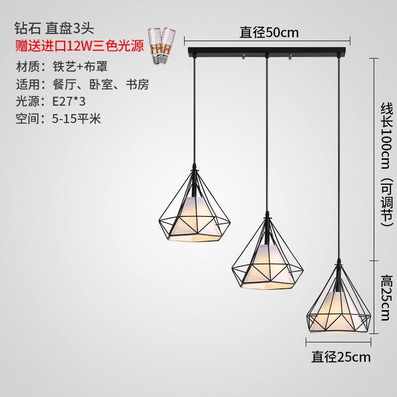 Nordic Restaurant Pendant Light Three-Head Bar Dining Room Table Lamp Creative Personality Bedroom Lamp Modern Minimalist Lighting Fixture