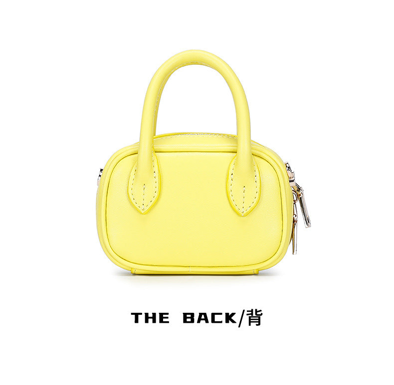 Korean Style Niche Pam Handbag for Women Fashionable Versatile Crossbody Bag Cowhide Handheld Lipstick Coin Purse Double Zipper