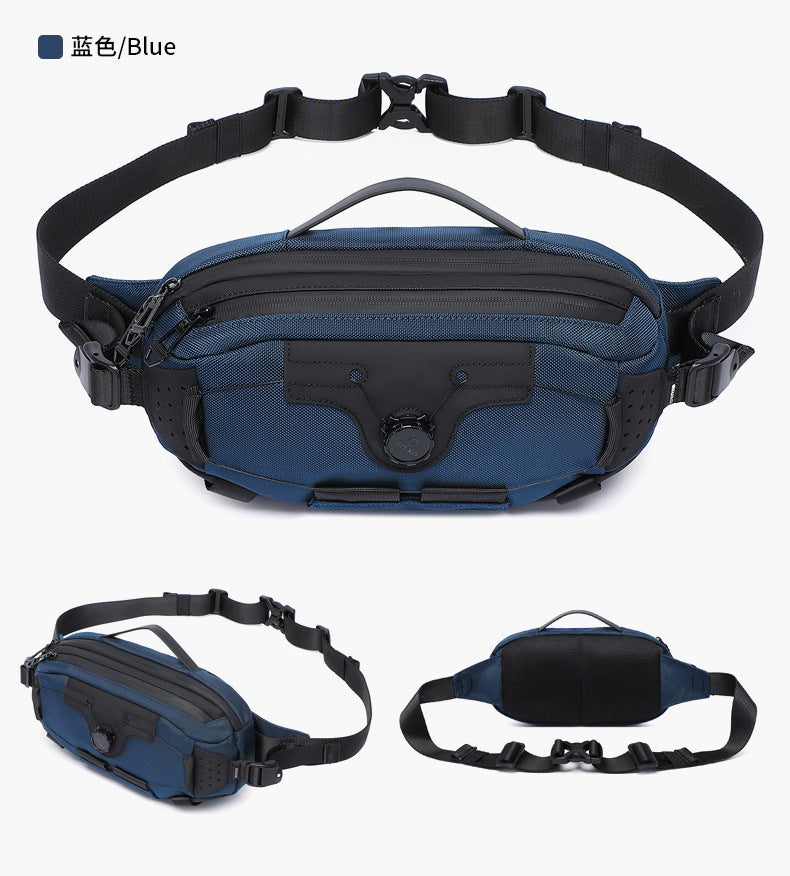 OZUKO Men's Chest Bag Crossbody Waist Bag Multifunctional Tactical Waterproof Portable Outdoor Cycling Trendy Brand High-end Bag