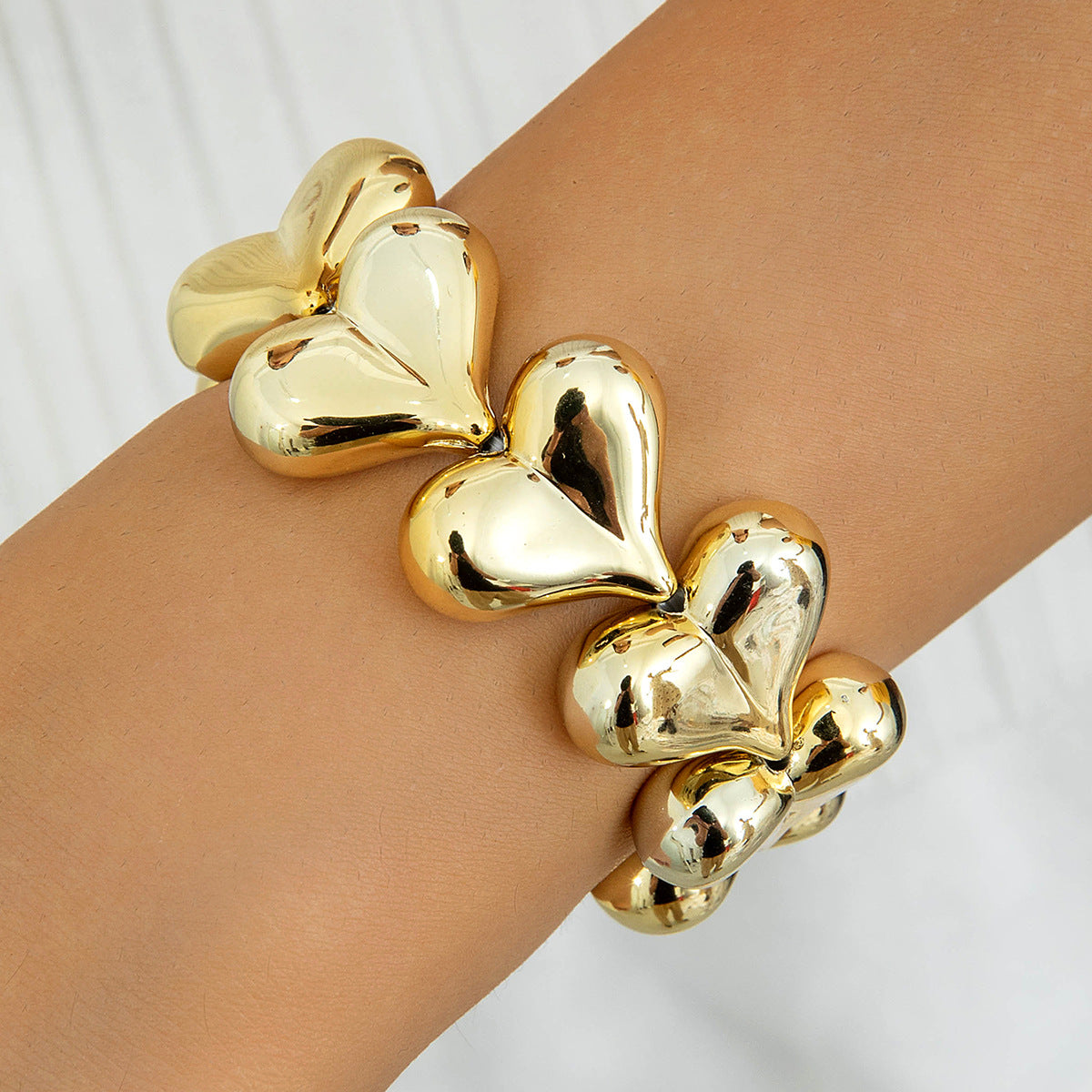 European and American Fashion Personality Heart Exaggerated Necklace Irregular ccb Beaded Bracelet Jewelry Set