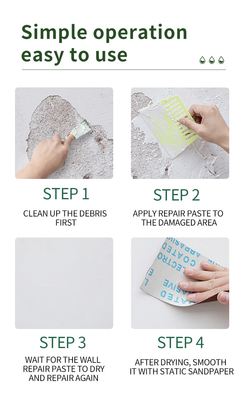 Wall Repair Paste Anti-Crack Peeling Gap Repair Paint Effective Anti-Mold Quick-Dry Restoration Wall Repair Paste Anti-Mold Durable