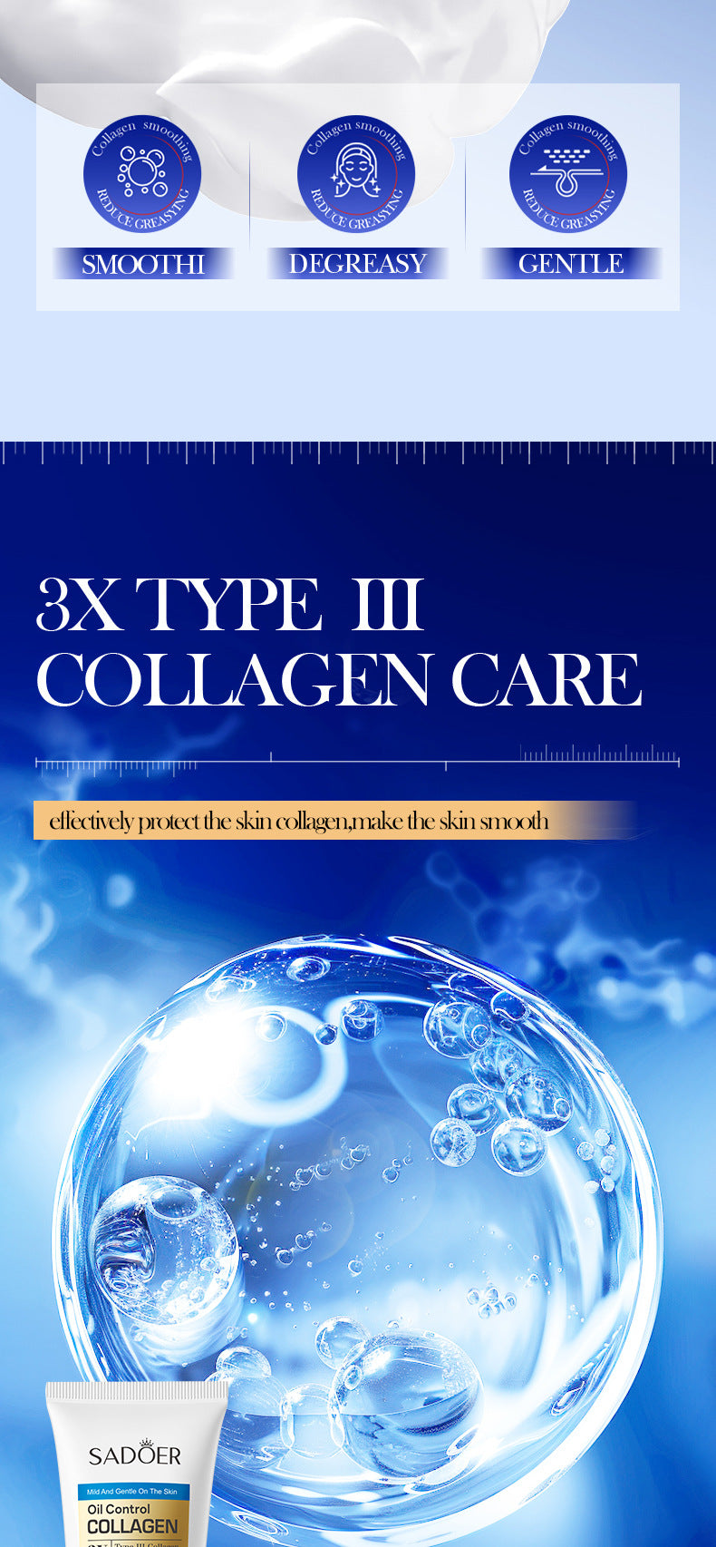 Cross-border Triple Collagen Facial Cleanser100g  Deep Cleansing Facial Cleanser Export Manufacturer Wholesale