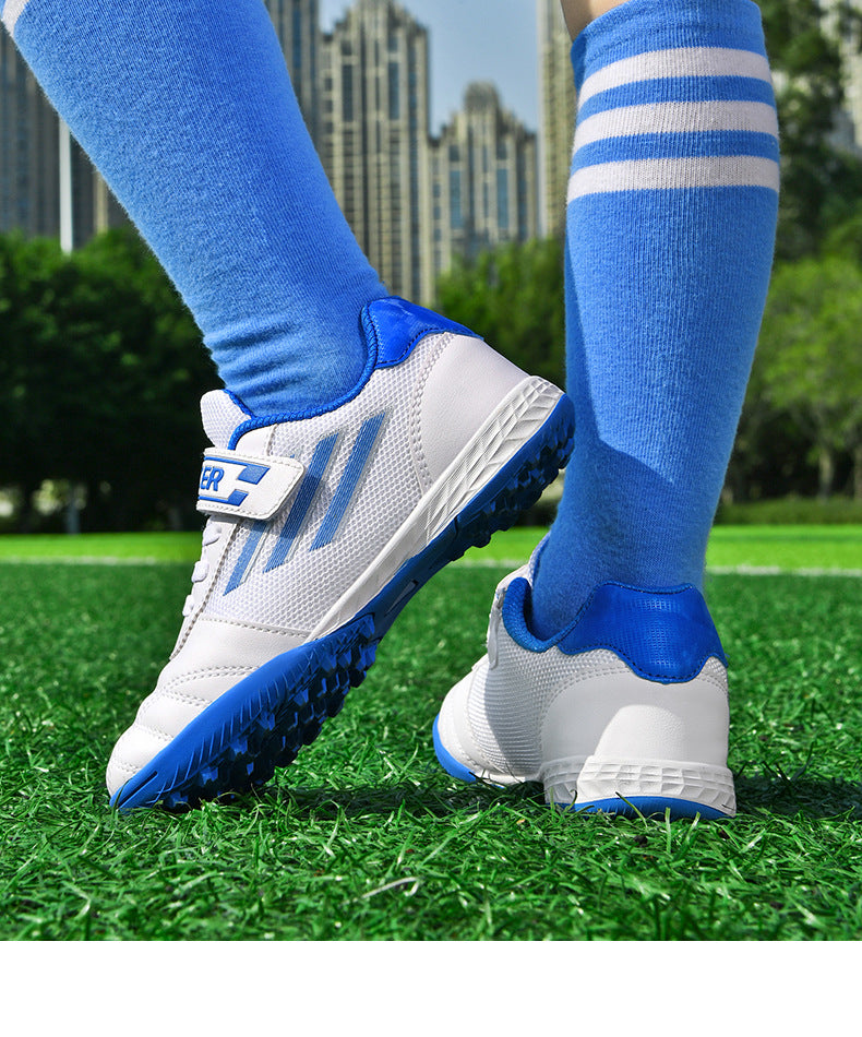 New football shoes for men and women with Velcro for children TF Broken Nail Style Youth Student Grassland Flat Training Shoes