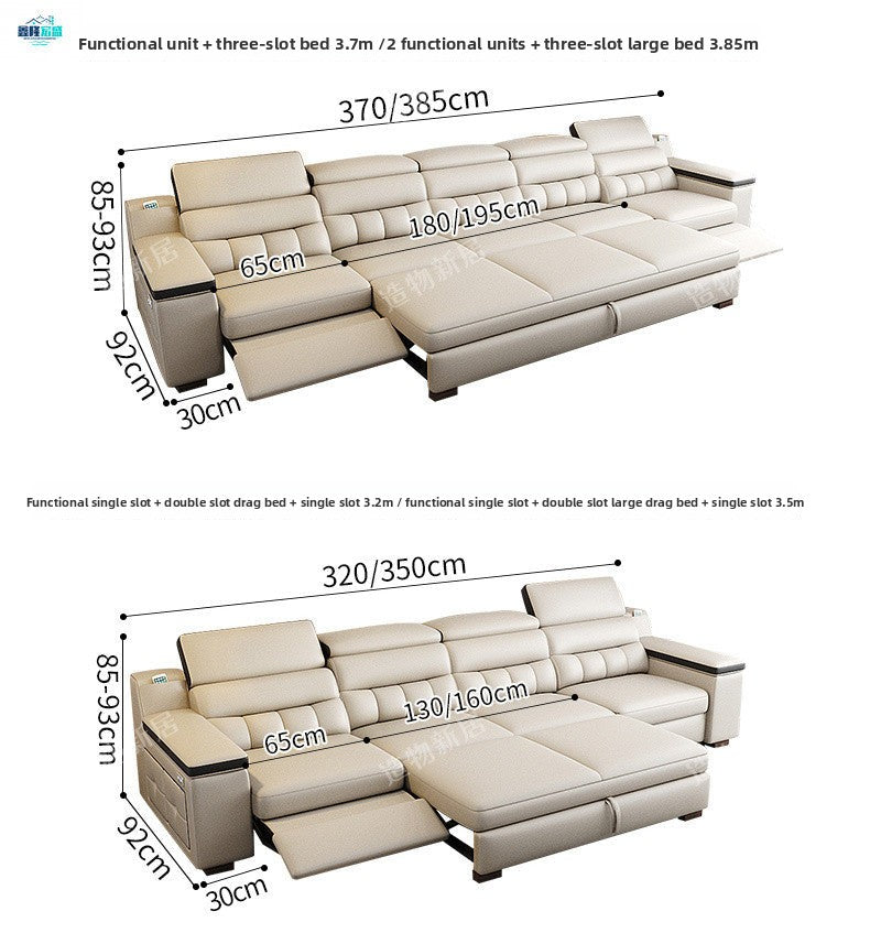 Factory Direct New Model Sofa Electric Italian Modern Simple Living Room Home Top Layer Cowhide Multifunctional Sofa Bed