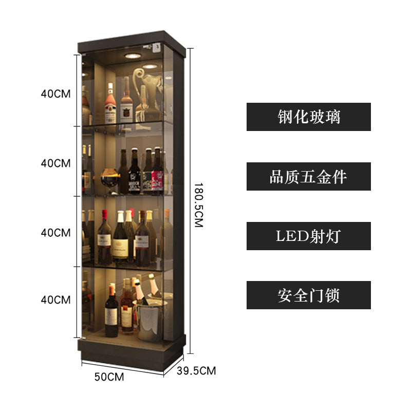 Custom Apartment Glass Wine Cabinet Light Luxury Transparent Collection Figurine Display Cabinet Factory Direct Sales Undertakes Hotel Projects