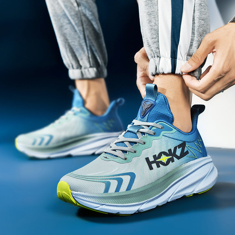 Foreign Trade New Running Shoes for Men and Women, Mesh Breathable Lightweight Cushioned Non-Slip Marathon Shoes for Long Distance Running and Jogging Training