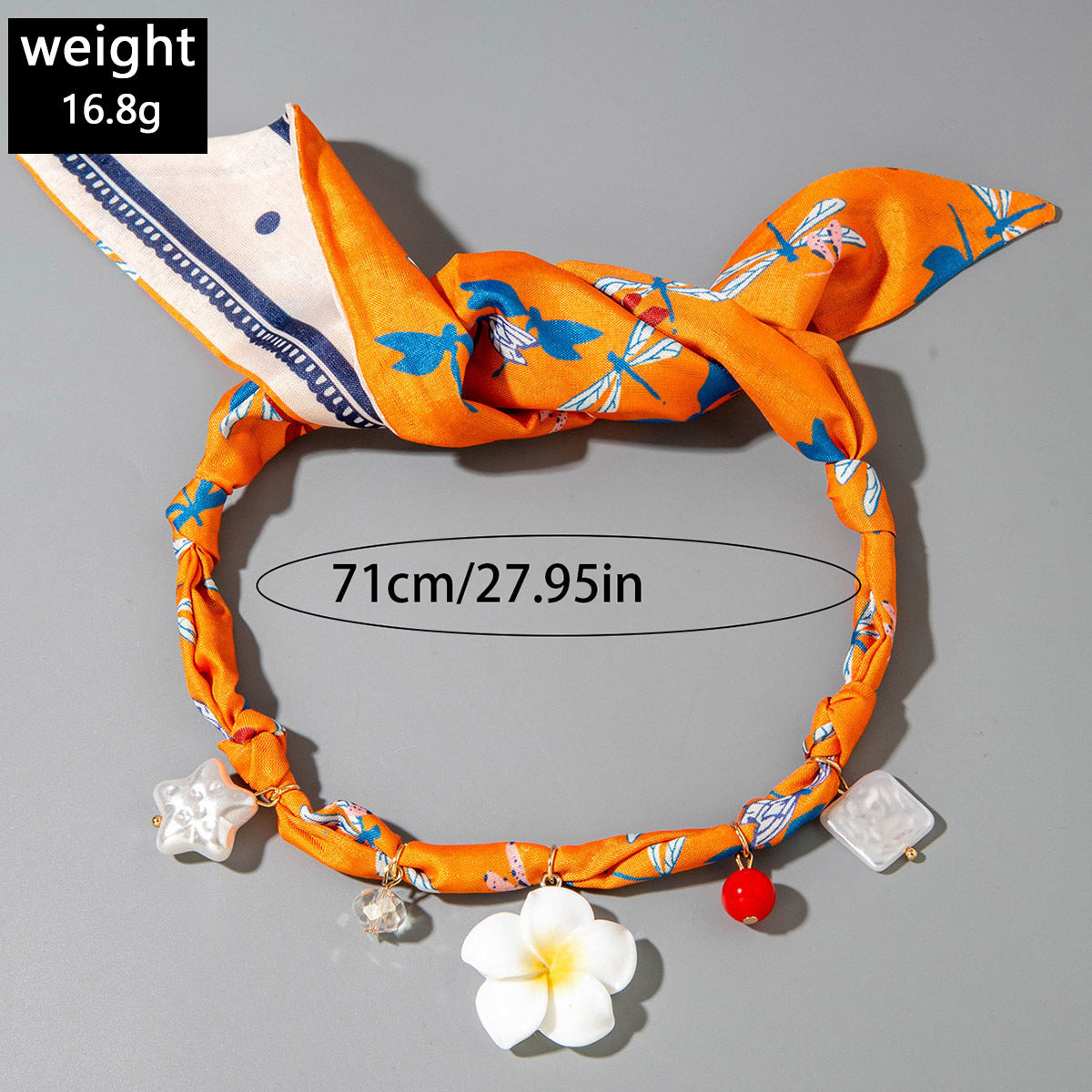 European and American Style Long Silk Scarf Necklace, Light Luxury High-End Feel, Multiple Pendants, Pearl Colorful Silk Scarf Necklace