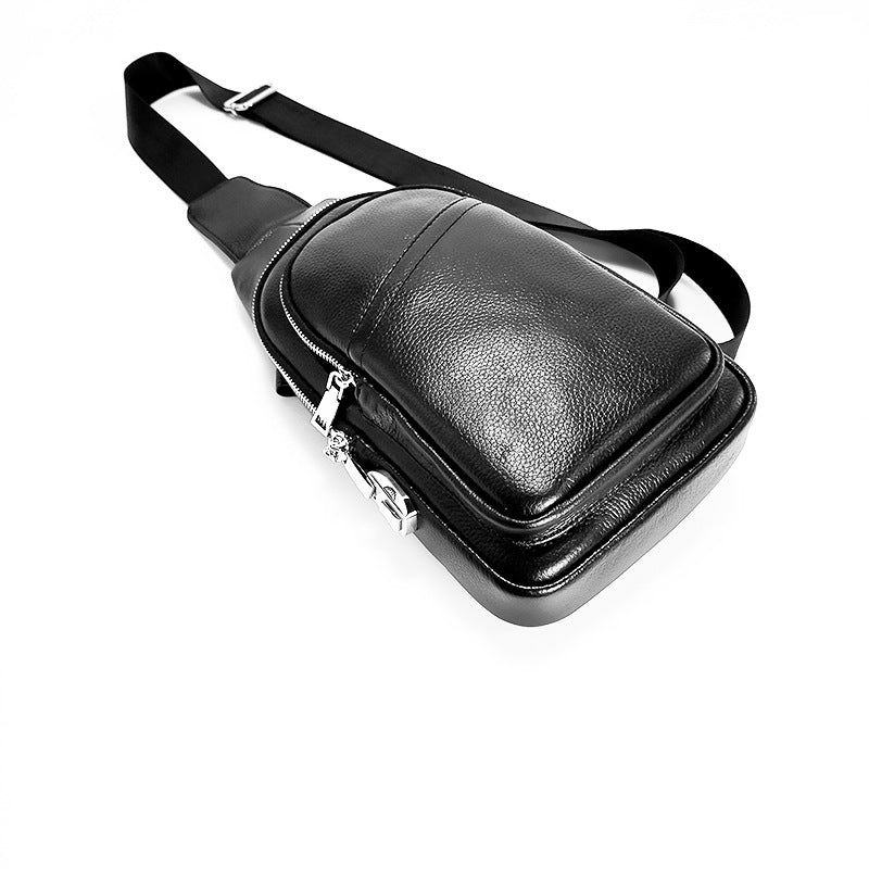 Anti-theft Bag Cowhide Chest Bag Password Lock Outdoor Sports Genuine Leather Single Shoulder Crossbody Bag Anti-theft Password Lock