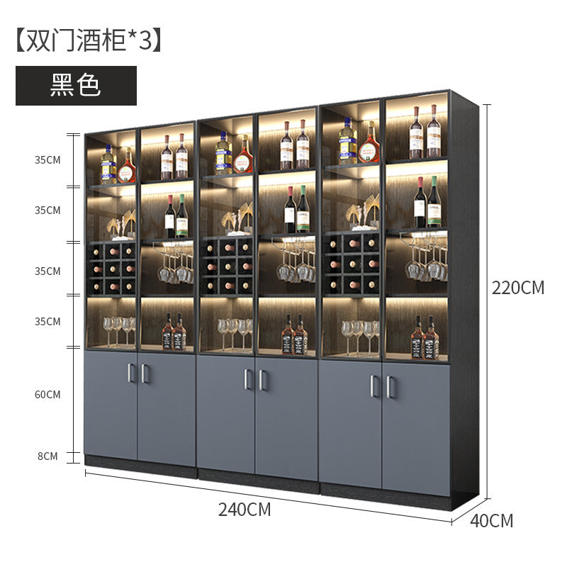 Apartment Wall-Mounted Sideboard Double-Door Wine Rack Storage Cabinet for Hotel Projects and Home Use LED Wine Cabinet