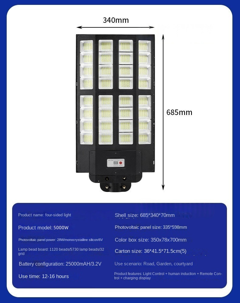 Solar Street Light 100W 2000W 3000W Automatic Light-Up After Dark Street Garden Lighting Solar Lamp