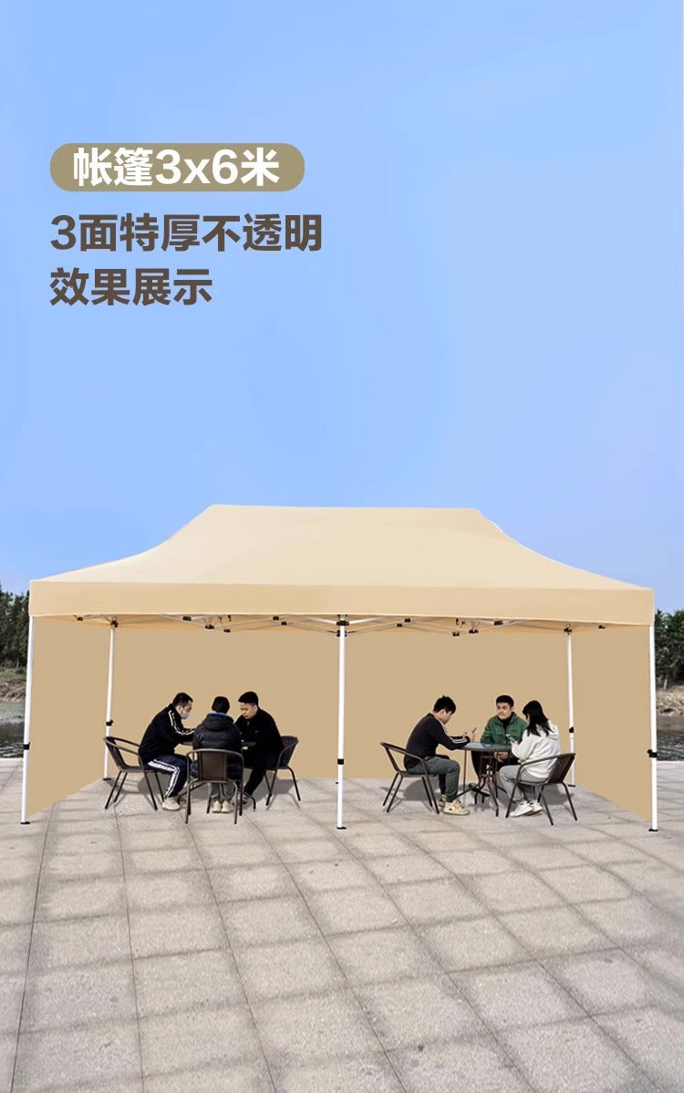 Four-Corner Tent Cover Night Market Stall Khaki Transparent Rain Cover Outdoor Thickened Zipper Version Winter Rainproof Enclosure