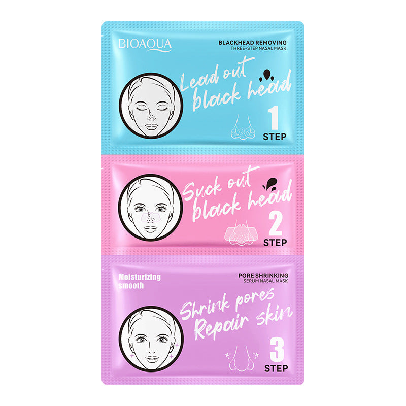 Three-Step Blackhead Removal Nose Strips BIOAOUA Clean Pores T District Nursing Set Cross-Border Wholesale