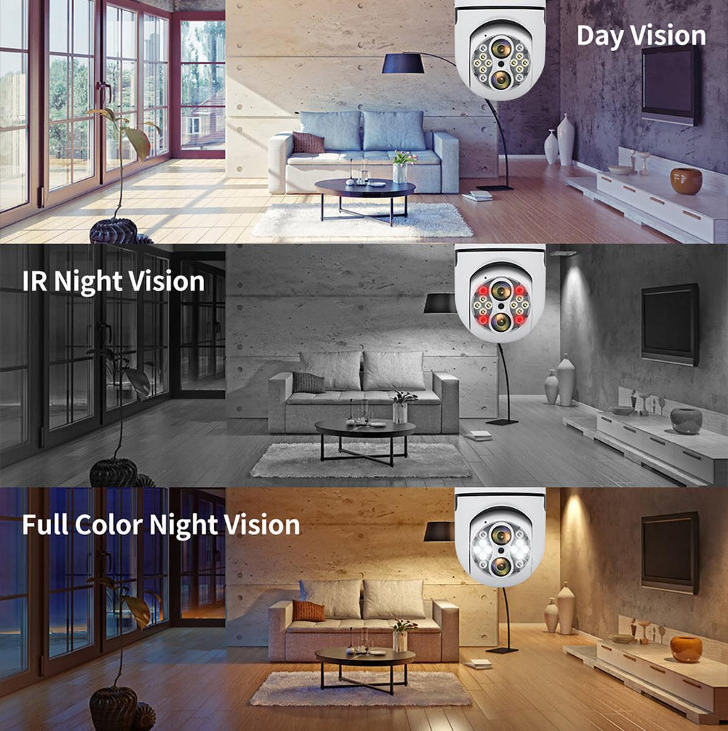 Binocular Bulb Surveillance Camera Zoom Lamp Head Surveillance Camera Full Color Night Vision Smart Lamp Head