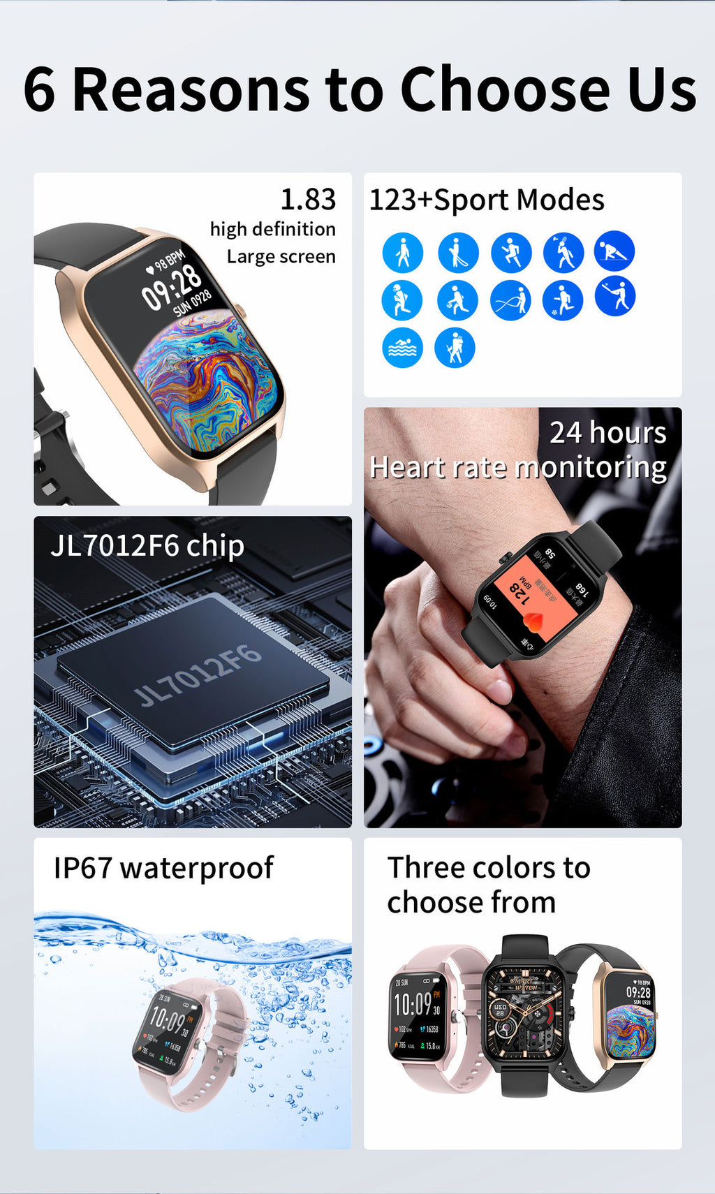 G109Smart Watch1.83inch Bluetooth call, step counting, blood oxygen, sleep monitoring, outdoor sports waterproof