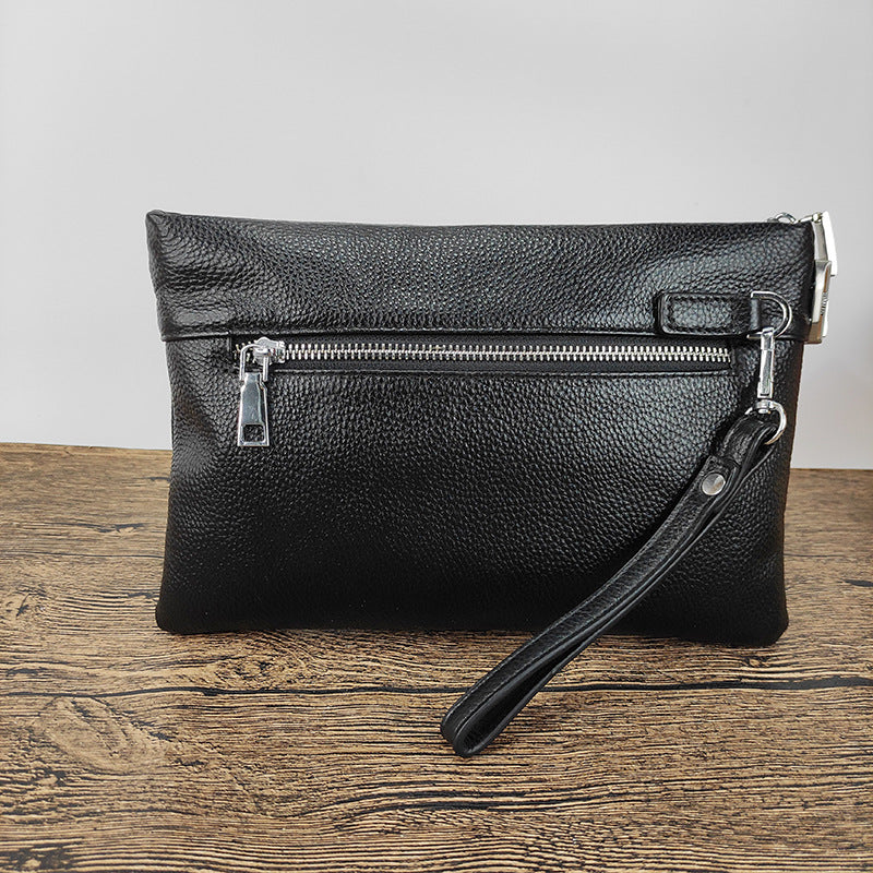 Genuine Leather Clutch Bag with Password Lock, Business Handbag, Casual Large Capacity Pure Top Layer Cowhide Men's Clutch