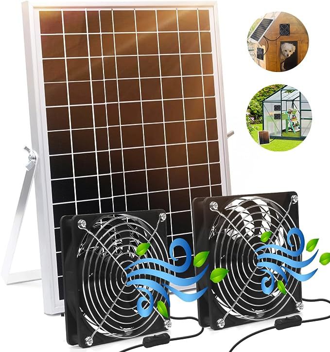 15W Monocrystalline Silicon Glass Solar Panel Fan RV Travel Car Outdoor Camping Pet Chicken Coop Ventilation Exhaust Fan