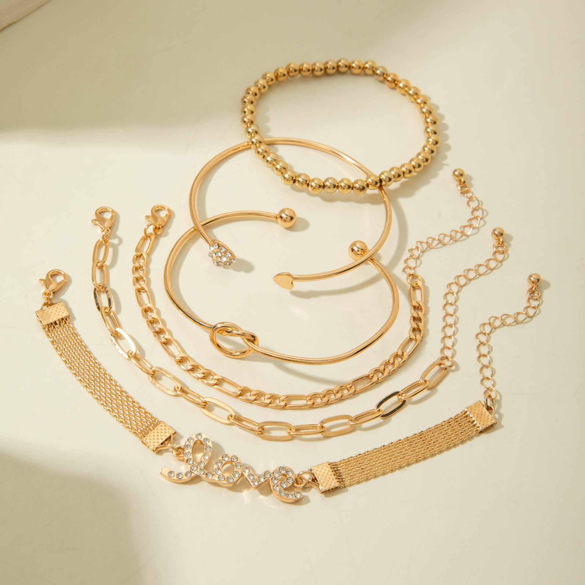 European and American Jewelry High-End Imitation Crystal Butterfly Bracelet Set Fashion Inlaid Diamond Heart Bracelet Wholesale