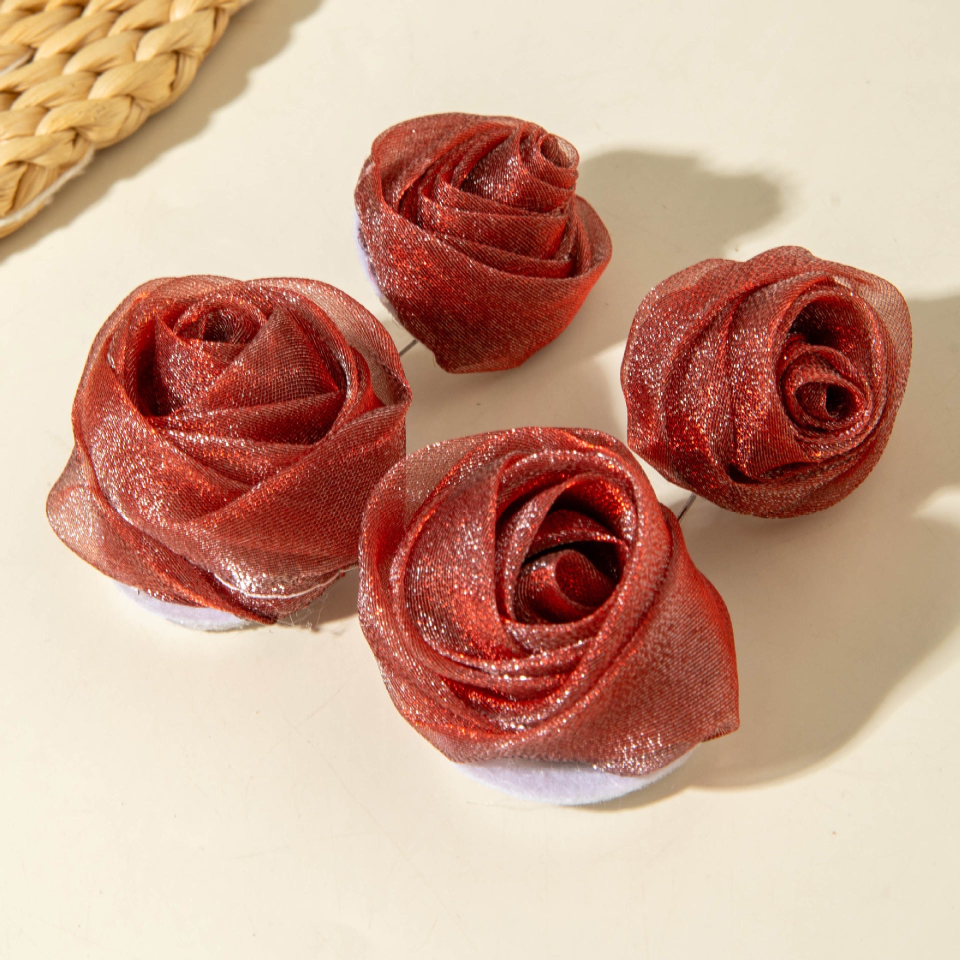 European and American Light Luxury High-End Fabric Rose Flower Earrings Fashion Versatile Three-Dimensional Flower Earrings Wholesale