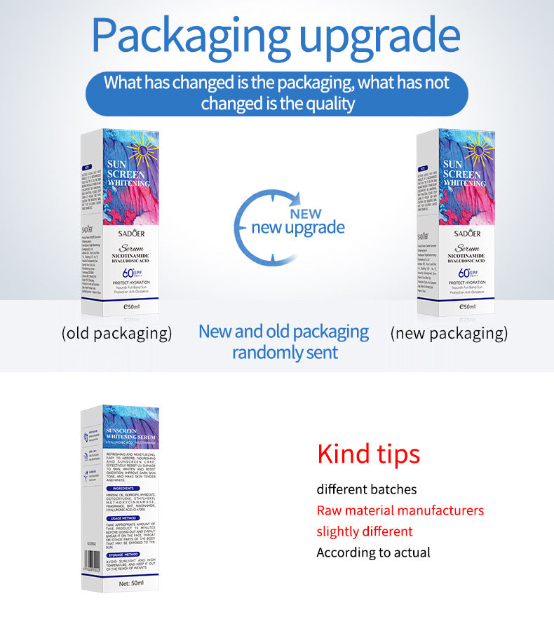 Sunscreen Whitening Essence50mlSADOER Refreshing and Non-Greasy Sunscreen Essence Cross-Border Wholesale