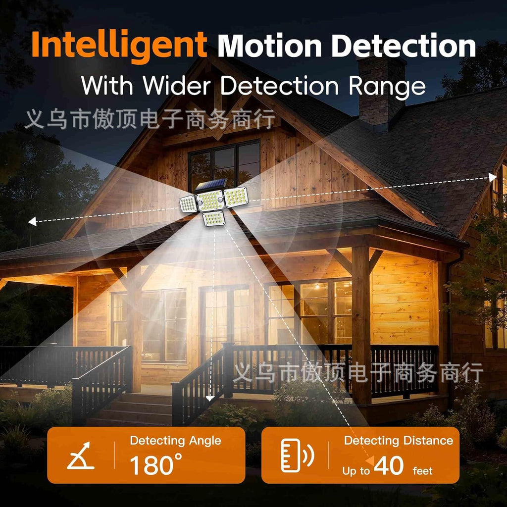 Solar Wall Light Four-Head Upgraded Dual-Sensor Rotating Outdoor Street Light Human-Sensor Garden Light