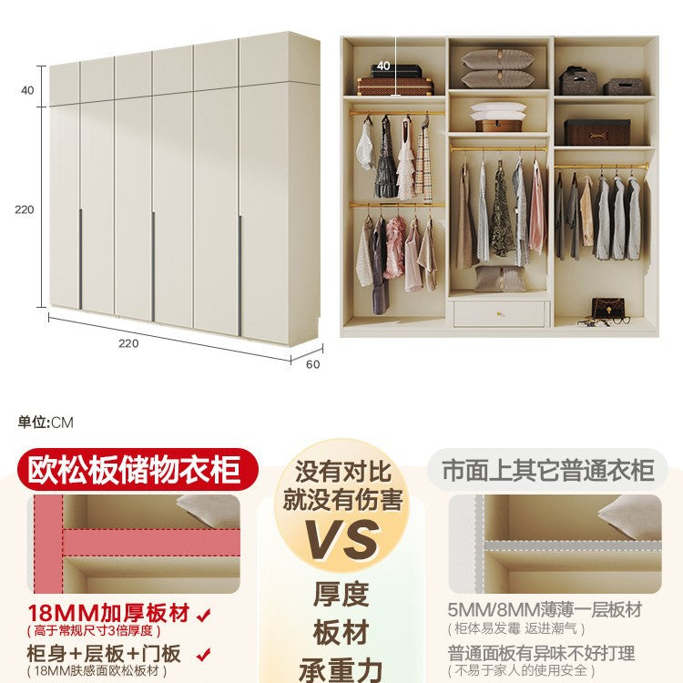 Solid Wood European Pine Board One-Door to Ceiling Ultra-High Combination Wardrobe Simple Modern2.5/2.6/2.7/2.8/3.0m Rice