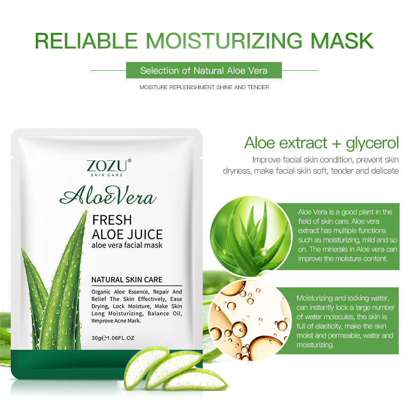 Honey Aloe Vera Mask ZOZU Hydrating Moisturizing Tablets  Cross-border Foreign Trade Skincare Wholesale