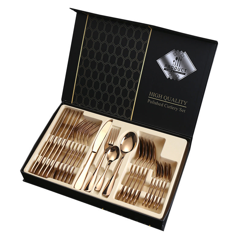 1010Cutlery Set Hotel Holiday Steak Western Food Tableware24Gift Set Wooden Box