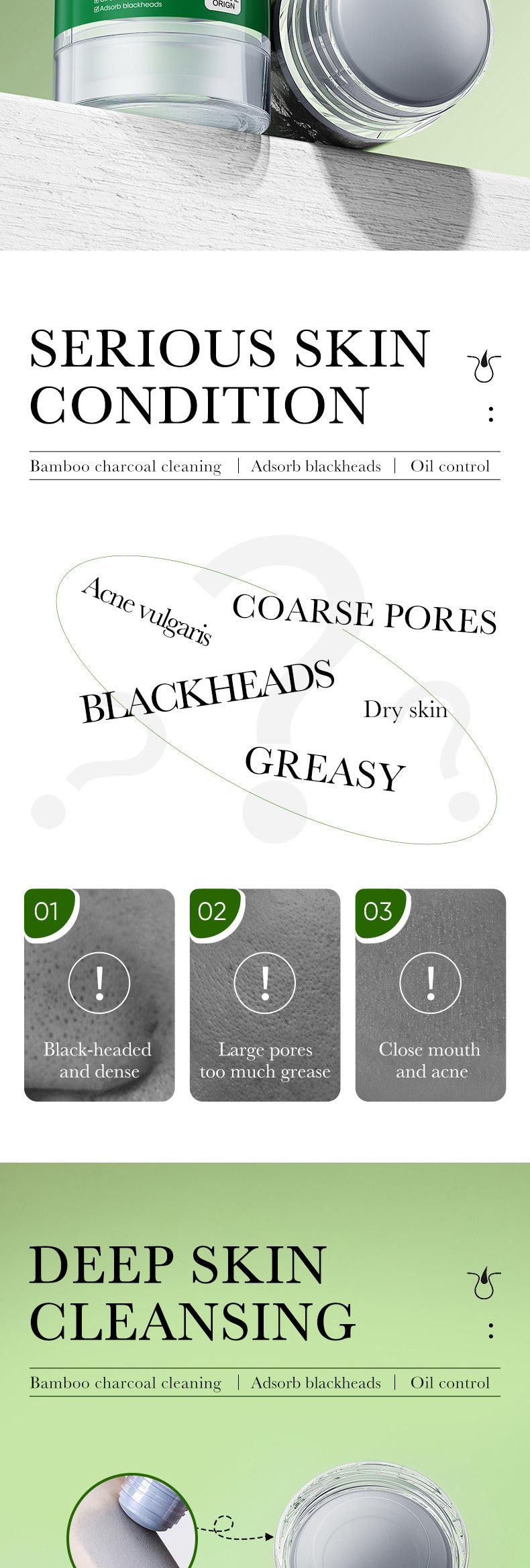 Bamboo Charcoal Solid Mask40g ZOZU Clean pores refreshing portable clay mask stick cross-border wholesale