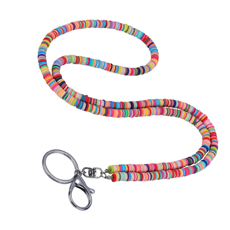 Bohemian Style Necklace Colorful Soft Clay Phone Key Beach Necklace Work Badge Pendant Women's Soft Clay Necklace