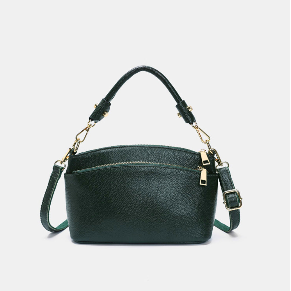 Guangzhou Shiling Genuine Leather Women's Bag for Middle-aged Moms, Small Square Bag, Top Layer Cowhide, Single Shoulder Crossbody Bag, Versatile