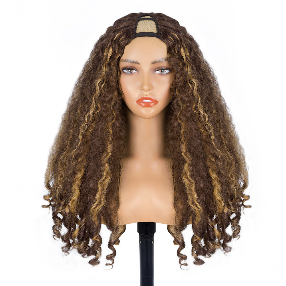 Ombre Brown V part Afro Wig with Different Color Cross-Border African Roll